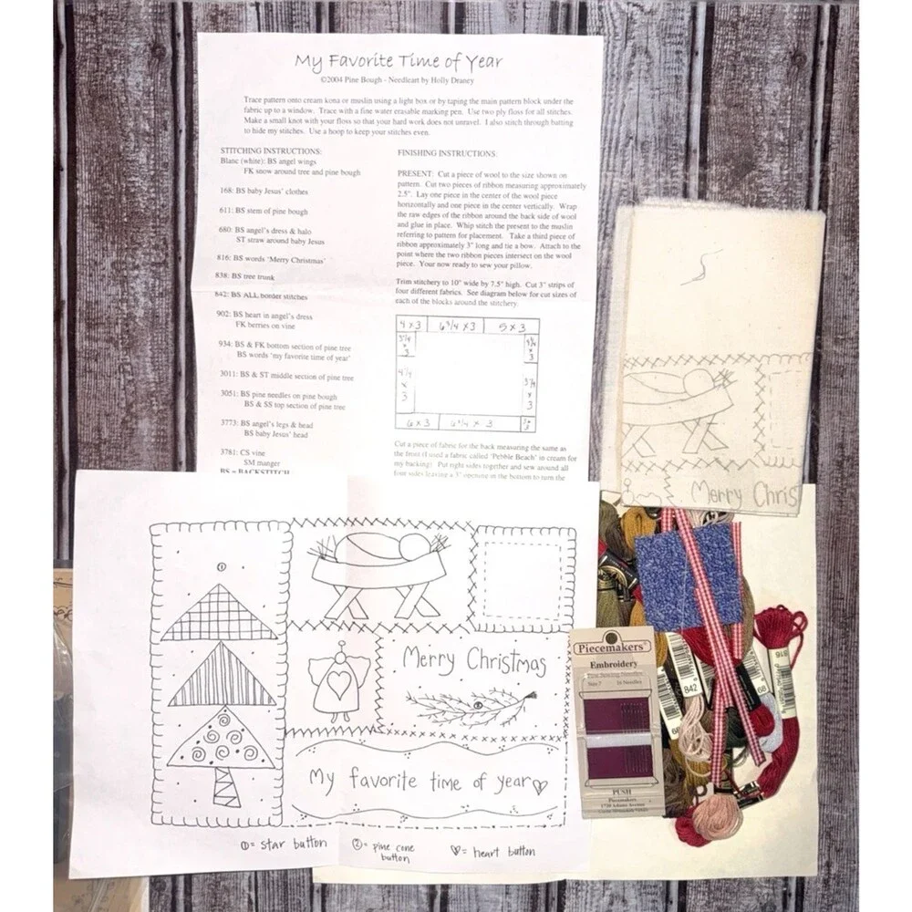 Lot of 2 Cross Stitch Kits Mulberry‎ Street and Pike Bough Embroidery Pillow